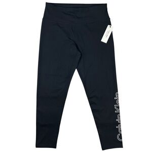 Calvin Klein Performance Cropped Capri 7/8 Logo Leggings Black Womens Size L